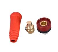 ZJchao Adaptateur Poste a 1 Connecteur de Câble de Soudage Européen DKJ10-25, Adaptateur de Raccord Rapide en Cuivre de Haute qualité pour Machines à Souder (DKJ35-50 rouge)