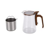 ZJchao Théière en Verre de Séparation D'eau de 600ML, avec Intérieur en Ti et Corps en Verre, Poignée en ABS Résistant à la Chaleur, pour le Brassage du thé Vert et Noir