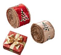 zjhukfmc Lot de 2 rouleaux de ruban de jute avec bord en fil de fer pour décoration de guirlandes, décoration d'hiver, pour fête, fenêtre, jardin, maison