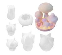 zjhukfmc Lot de 6 moules à gâteau 3D en forme de champignon - Résistants à la déchirure - En verre de champignon - En résine époxy - Résistant à la déformation - Réutilisable - Pour chocolat, bonbons