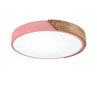 ZJIEDB Plafonnier LED Macaron Rond, Plafonnier en Bois Moderne Lustre Encastré pour Chambre d'enfant, Salon, Chambre, Couloir,Rose+3 Couleurs-40cm 27W