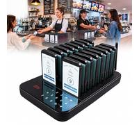 ZJLZJLO Téléavertisseur De Restaurant sans Fil - Buzzer De Commande sans Fil Longue Portée De 1 640 Pieds | Téléavertisseurs 10/16/20/30 avec Clavier Tactile Étanche - for Les Cafés(16PAGERS)