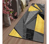 ZJXSNEH Moderne Motifs Géométriques Tapis de Salon Chambre pour Les Chambres Tapis Cuisine Devant evier Tapis de Couloir Lavable antiderapant Long Absorbant Couleur Gris Jaune 60X120CM Rectangle