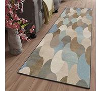 ZJXSNEH Moderne Motifs Géométriques Tapis de Salon Chambre pour Les Chambres Tapis Cuisine Devant evier Tapis de Couloir Lavable antiderapant Long Absorbant Géométrie Bleue Brune 60X120CM Rectangle
