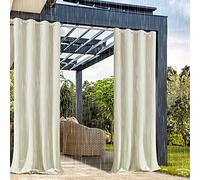 ZJXSNEH Rideau imperméable extérieur à Languette Rideau occultant à Isolation Thermique pour Patio Jardin Porche Gazebo Beige Largeur 140 x Haute 250cm 1PC