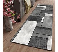 ZJXSNEH Tapis Cuisine Long Lavable antiderapant Moderne Motifs Géométriques Tapis Patchwork pour Cuisine Couloir Passage Chambre Cendre 60X180CM/23.58X70.74inches Rectangle