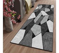 ZJXSNEH Tapis de Passage Couloir Cuisine Moderne Long Antiderapant Tissu en Polyester for Salon Chambre Entree Tapis à Motif de Géométriques Tuile Grise 60X90CM/23.58X35.37inches Rectangle