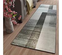 ZJXSNEH Tapis de Passage Couloir Cuisine Moderne Long Antiderapant Tissu en Polyester for Salon Chambre Entree Tapis à Motif de Géométriques Gris Clair 60X120CM/23.58X47.16inches Rectangle