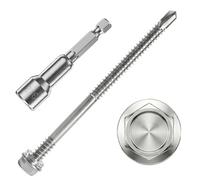 ZKAILCF Vis Autoforeuse Metal Inox 410 Vis Autoperforante 6.3x100mm 40Stk avec Rondelles D'étanchéité EPDM Fixation étanche et 1 Douilles Hexagonale pour Metal Bac Acier Bois Tôle Placo Toiture