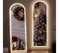 ZKIODV Miroir Arqué - 160 x 50 cm, Grand Miroir Arche Mural Lumineux, Mirror sur Pied avec LED 3 Couleurs & Dimmable, Arc Miroir Pleine Longueu pour Chambre Couloir Salon, Muraux/Pied/Adosser (Blanc)