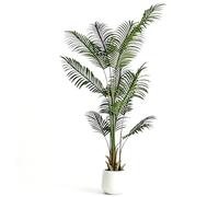 ZKIODV Palmier Artificiel 180 cm avec Pot, Fausse Plante Verte Extérieur, Grande Plantes Palmier Artificielles Intérieur, Réel 13 Feuilles Palme, Résistant UV/Tronc Naturel (Artificial Palm 180cm)