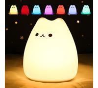 ZKLiLi Niedliche Katze Lampe, Zimmer Nachtlampe für Mädchen, Kitty Lampe Cadeau d'anniversaire Bébé Teen portable Silicone kawaii Nachtlampe Kinderzimmer Décoration de la chambre