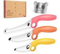 ZLemma 4 Pièces Set Couteau Enfant avec Anneau Éducatif & Panda Protège-Doigts, Coffret de Cuisine pour Enfant avec Anneau de Sécurité-Rose