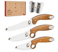 ZLemma Coffret Complet Petit Chef - Ustensiles de Cuisine Enfant - Couteau, Éplucheur, Protège-Doigts - Hêtre & Inox - Rouge