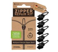 Zlideon Kit de Réparation de Fermeture Éclair pour Fermetures Étroites - Lot de 5 Pièces, Noir | Curseur de Remplacement Instantané pour Robes, Literie, Sweats à Capuche | Fabriqué en Allemagne