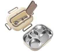 ZLLkeji Boîte Bento Metal Boite à Gouter en Inox avec 5 Compartiments Lunchbox Repas Amovible avec Baguettes et une Cuillère pour l'École Ou Travail,pour Enfants et Adultes
