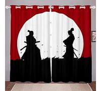 ZLLPRETTY Rideau Occultant Samouraï Japonais Oeillets Cuisine Adulte Isolant Thermique Opaques Petites Fenêtres Moderne Décoration Taille: 2xL70xH160cm