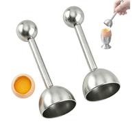 Zlokdraxy Lot de 2 Coupe-œufs en Acier Inoxydable, Toqueur Ouvre-œuf à la Coque et Dur à Mécanisme Vibrant, Facile à Utiliser pour Cuisine Maison