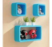 ZLSNOBLE Etagères Murales Flottantes Cube, Étagère Bibliothèque Étagères Murales Bibliothèque, 3 Jeux D'étagères De Rangement, Canapé Chambre Fond TV Meuble Mural À Suspendre(Blue)