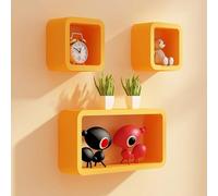 ZLSNOBLE Etagères Murales Flottantes Cube, Étagère Bibliothèque Étagères Murales Bibliothèque, 3 Jeux D'étagères De Rangement, Canapé Chambre Fond TV Meuble Mural À Suspendre(Orange)