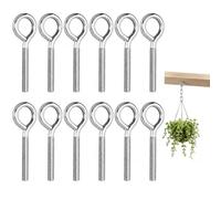ZMaglorian Lot 12 Crochets à Vis Inox M6 x 50 mm, Pitons Filetés pour Mur ou Plafond, Crochets pour Fixer Cordes Chaînes Plantes Lampes