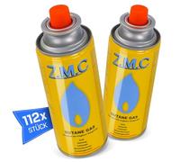 ZMC Lot de 112 cartouches de gaz butane 227 g avec valve type MSF-1a - Cartouches de gaz butane universelles avec raccord à baïonnette - Pour réchaud de camping, chauffage à gaz, brûleur à gaz,