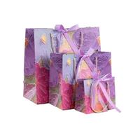 ZMCGNO 2pcs Holiday Party Paper Bag with Handle Handbag Teachers' Day Wedding Guest Candy Colored Packaging(Purple,S 15X13X8cm)