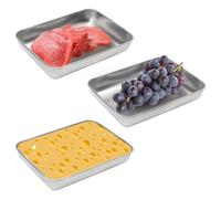 ZMDMAH Lot de 3 bols à paner, 23 x 20 x 5 cm plat four rectangulaire, bac inoxs, plateau inox rectangulaire,bac inox alimentaire Pour fruits, viande, poisson, gâteaux