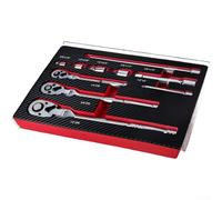 ZMdooreasy Jeu de clés à cliquet pliables réversibles à 72 dents avec barres d'extension et adaptateurs, acier au chrome vanadium, entraînement 6,35 mm, 1/2", bouton de dégagement rapide pour