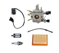 ZMdooreasy Kit de pièces de tondeuse à gazon avec carburateur, bobine d'allumage, filtres à air, étincelle et conduite de carburant pour FS120 FS200 FS250 pour réparation de moteur FS300 TS200