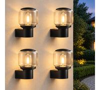 ZMH Applique murale LED, lot de 4, éclairage extérieur, pour terrasse, douille E27, indice de protection IP65, lampe murale pour extérieur, façade, balcon, couloir