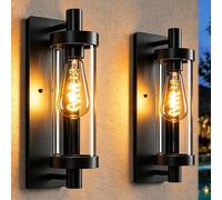 ZMH Appliques murales LED pour extérieur, lot de 2, style vintage, douille E27, appliques murales extérieures noires, indice de protection IP65, idéales pour couloir, mur intérieur, maison, terrasse, 