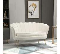 ZMH Canapé vintage 2 places canapé meuble rembourré aspect velours jusqu'à 150 kg crème