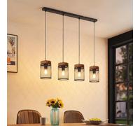 ZMH Lampe suspendue vintage en bois noir suspension pour table à manger à | 4 ampoules, lampe de table à manger au look rétro, suspension E14 en métal, décoration pour salon - ampoules non fournies