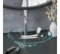 ZMH lavabo avec robinetterie et vidage verre trempé