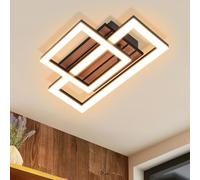 ZMH Plafonnier LED moderne - 14 W, lampe de cuisine 3000 K blanc chaud, | lampe de chambre aspect bois, lampe de couloir noire, design rectangulaire, éclairage de plafond pour salon et chambre