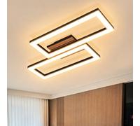 ZMH Plafonnier LED pour chambre à coucher - Lampe de 49 cm, noire, blanc | chaud 3000K, design rectangulaire moderne, aspect bois, idéale pour couloir, cuisine, salon ou bureau