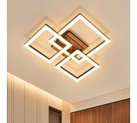 ZMH Plafonnier LED pour chambre à coucher - Lampe de cuisine 21 W, blanc | chaud 3000 K, 38 cm, design géométrique moderne carré, aspect bois, pour couloir, salon ou cuisine