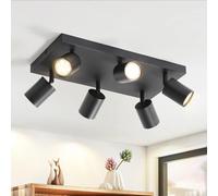 ZMH Plafonnier LED Spot de Plafond Noir Plafonnier GU10 Spots 6 Ampoules, | Spots de Plafond Orientables à 350°, Spot Mural Industriel, Lampe de Couloir Moderne pour Salon, sans Ampoule
