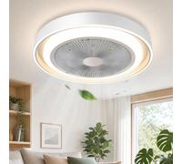 ZMH Ventilateur de plafond avec éclairage et télécommande Dimmable LED Plafonnier avec ventilateur Lampe plafond Silencieux Moderne Plafonnier Bleu 6 pales