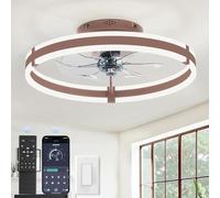 ZMISHIBO Ventilateur de Plafond 50cm avec Lumière LED, Contrôle par APP et Télécommande, Montage Bas, 2200LM Lumière LED Dimmable, 3 Températures de Couleur, 6 Vitesses, Moteur DC Silencieux