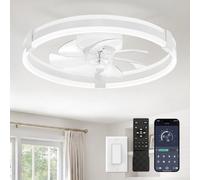 ZMISHIBO Ventilateur de plafond avec lumière 51 cm Blanc, lustre ventilateur de plafond silencieux,moteur DC, APP & télécommande,6 vitesses,mémoire,3000K-6500K,dimmable 15%-100%,Minuterie 2H blanc