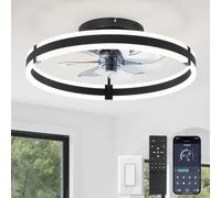 ZMISHIBO Ventilateur de plafond avec lumière et télécommande, lumière LED dimmable,6 vitesses,50 cmVentilateur plafond silencieux,dimmable 15%-100%,Minuterie 2H,lustre noir pour chambre/salon