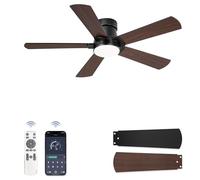 ZMISHIBO Ventilateur de Plafond avec Lumière LED Ø 106 cm, Finition Noire et Bois Noyer, Design Extra-Plat, Contrôle APP & Télécommande, Moteur DC Silencieux, 6 Vitesses,10-100% dimmable