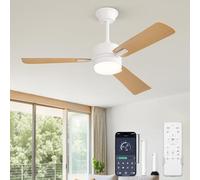 ZMISHIBO Ventilateur Plafond Ø106 cm Silencieux，Contrôle par APP et Télécommande,Luminosité Réglable de 10% à 100%,3CCT,6 Vitesses, Minuterie2/4H,Couleur Bois - Idéal Chambre & Salon (45W)