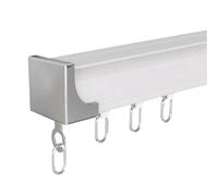 ZMTGLTG Rail De Rideau Silencieux Monté sur Le Dessus en Alliage D'aluminium, Rail Droit À Rouleau en Acier Inoxydable Blanc, Adapté À 3.7 À 4.2 Mètres(3.9m)