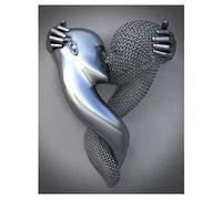 ZMURED Décoration murale 3D - Statue d'art moderne sur toile - Grande décoration murale pour salle de bain, chambre à coucher (couple de baisers)