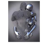 ZMURED Décoration murale 3D - Statue d'art moderne sur toile - Grande décoration murale pour salle de bain, chambre à coucher (câlin face à face)