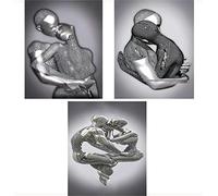 ZMURED Décoration murale 3D - Statue d'art moderne sur toile - Grande décoration murale pour salle de bain, chambre à coucher (3 pièces câlin)