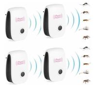 ZN*Lot de 4Pcs Repulsif Ultrasons,Répulsif Électronique Anti Mouches,Moustique,Cafards,Rats,Souris